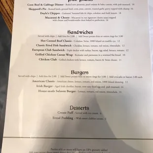New menu