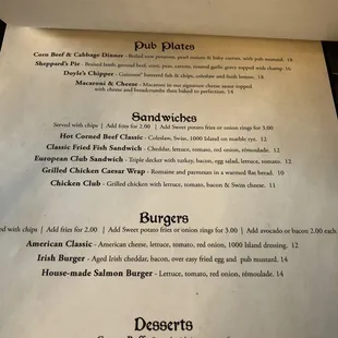 menu