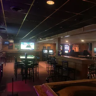 the inside of a sports bar