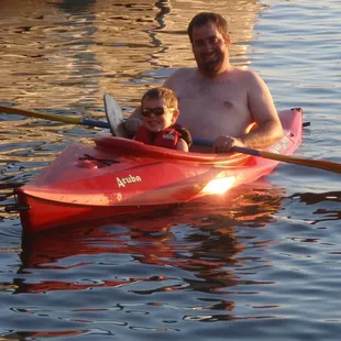 Fun in the kayak with dad