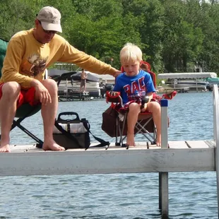 Fishing with dad off the Dickerson's Resort dock