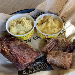 Ribs &amp; the brisket pieces with sides