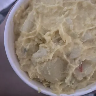 a bowl of mashed potatoes