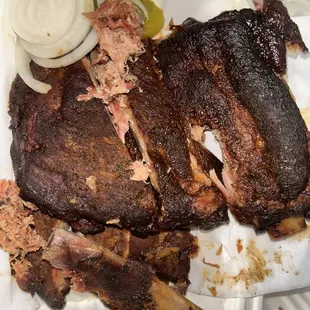 Burnt and dry ribs spit it out as soon as I tasted it