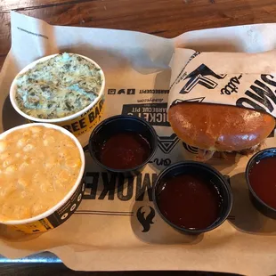 Call pork sandwich sweet corn and creamy spinach