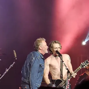 74 year old Rick Springfield (shirtless, of course) and Paul Young