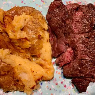 "Ugly" steak and twice baked potato