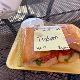 Italian sub with bacon potato salad