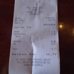 Final tab - lunch #2.
