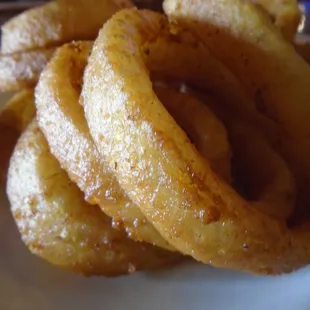 Onion rings, close-up.