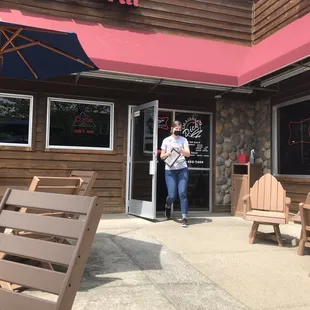 Patio for outdoor dining, outdoor seating.
