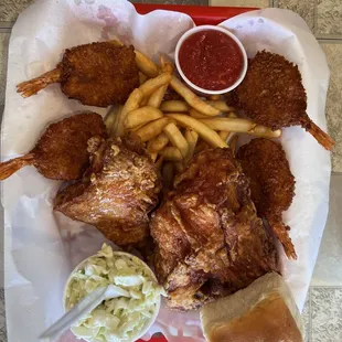 Chicken and shrimp meal.