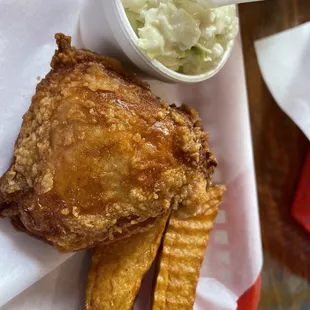fried chicken and coleslaw