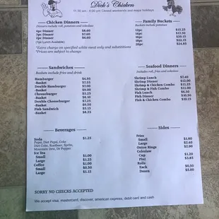 This is the full size menu. Food is cooked to order and is family owned.