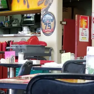 Dirty dishes were piled up and in plain sight.