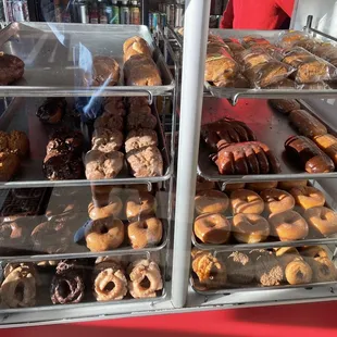 a display case full of donuts