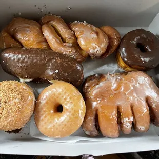 a variety of donuts in a box