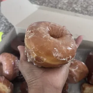 Nothing basic about this glazed donut, big fluffy yummy goodness