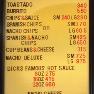 the menu