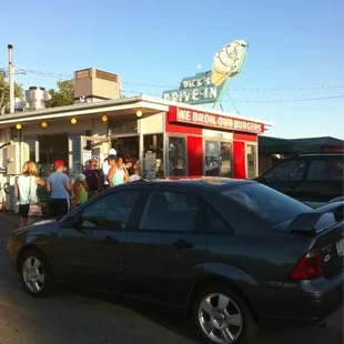 Lineup outside Dick's drive-in