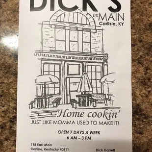 a menu for a restaurant