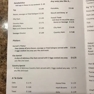 breakfast menu