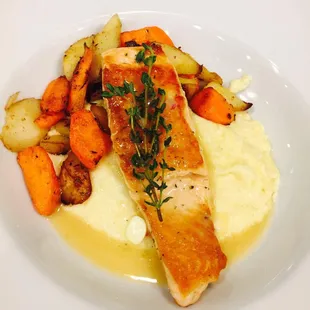 Salmon Over A Bed Of Veggies