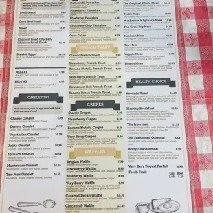 Front of menu