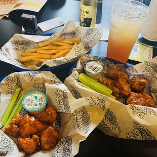 chicken wings and fried chicken, food