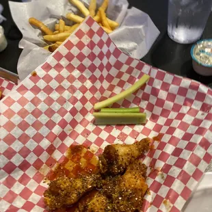 Lemon pepper wings and fries. I messed up and forgot to say waffle fries.