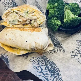 Chicken tendie wrap with broccoli (cuz' I'm keeping my resolutions so far)