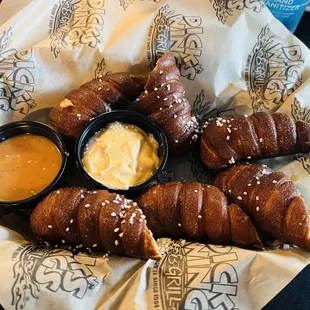 croissants and dipping sauce
