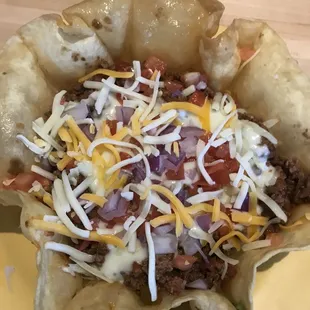 Taco salad- ground beef very yummy