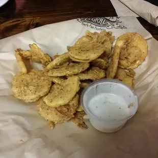 Fried squash. Great taste. Crispy and peppery.