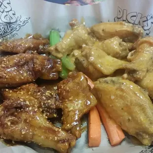 Georgia Girl and Garlic Parmesan - No ranch or blue cheese with Thurs wing special.