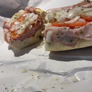 Italian hoagie Oil oregano tomatoes and onions