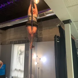 I finally climbed all the way to the ceiling after not being able to do ANYTHING  when I first started classes