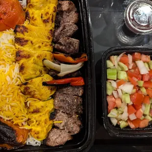 Joojeh chenjeh combo Shirazi salad