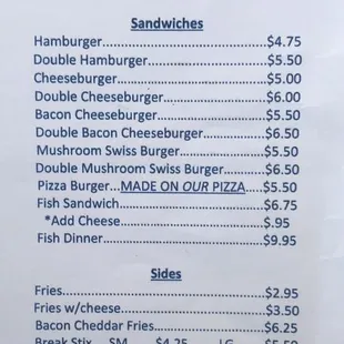 the price list
