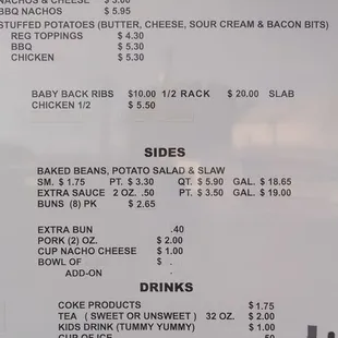 a menu for a bbqq