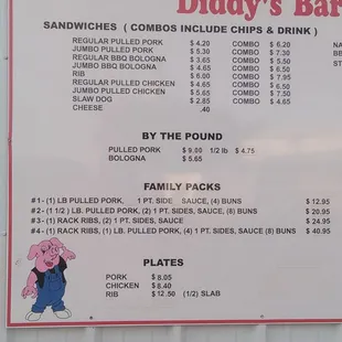 menu and prices