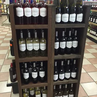 a display of wine bottles