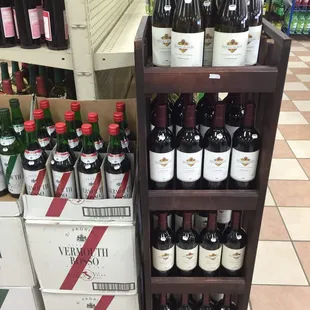 a display of bottles of wine