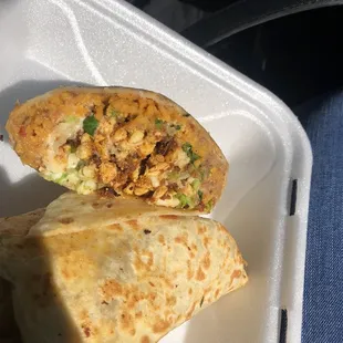 Chicken and chorizo burrito