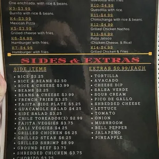 menu
