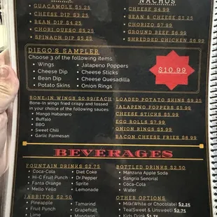 menu, chicken wings and fried chicken