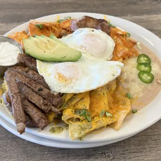 Steak Chilaquiles Divorciados