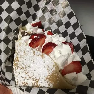 NUTELLA strawberries and whip cream CREPE