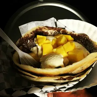 Nutella- ice cream - mango Crepe..