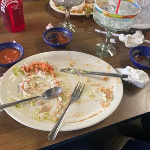Empty plate that was chicken Chimichanga